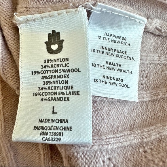 Spiritual Gangster Hudson Pointelle Crewneck Sweater Rose Pink Wool Blend Large - Picture 7 of 8